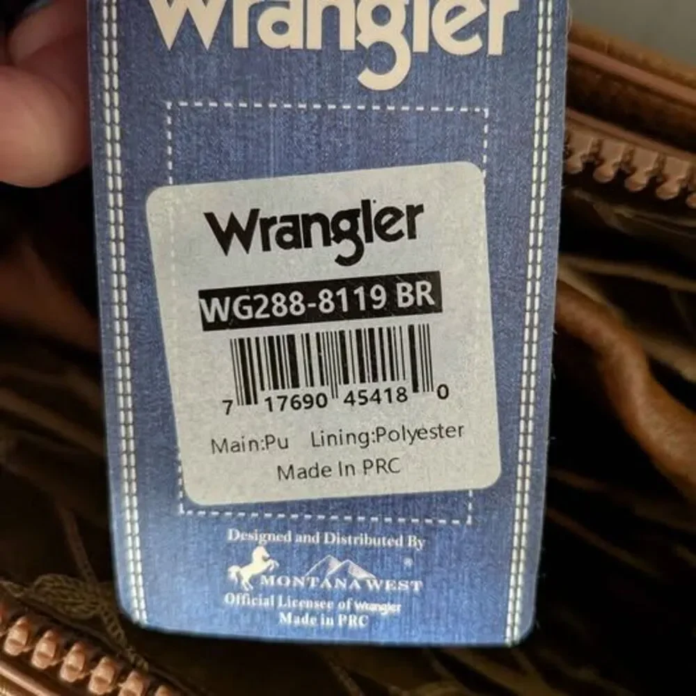 Wrangler Leather Laptop Bag Briefcase NEW w/ Strap Brown Western Style 16.5" - Picture 3 of 7